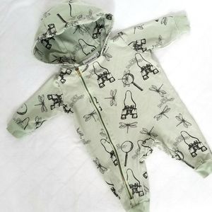 Mini Rodini organic baby romper suit pale green